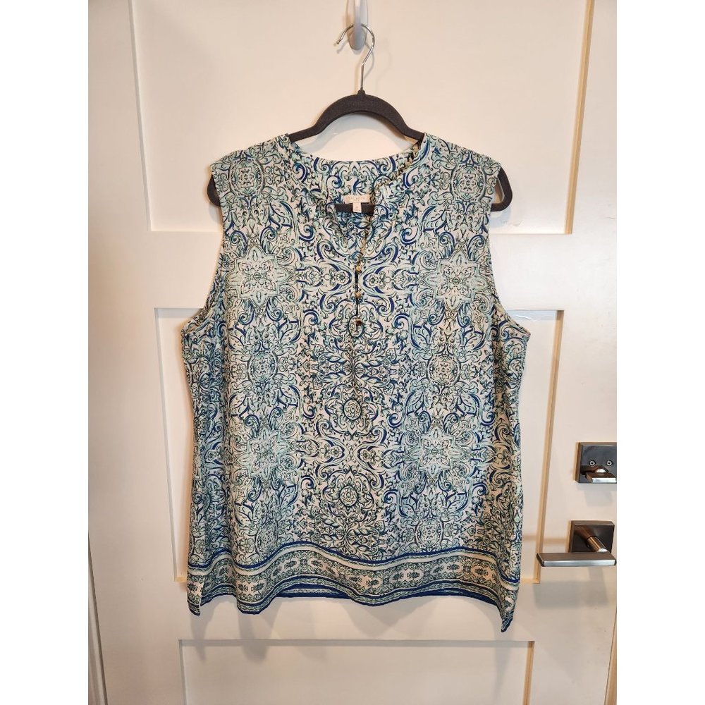 Talbots Paisley Print Sleeveless Blouse XL